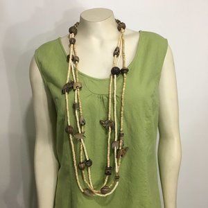 Wood Bead African Elephant 3 Strand Necklace 46"